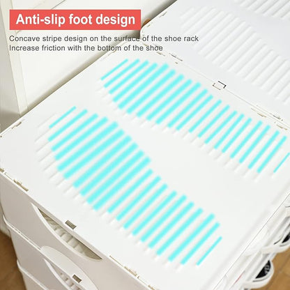 6-Tier Shoe Rack,Stackable Shoe Storage Organizer for Bedroom Entryway, Adjustable Shoe Rack,Shoe Slots Organizer Shelf, Easy Clean Shoe Tower Rack,White