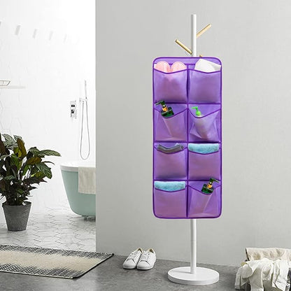 Dual Sided Hanging Closet Organizer Shoe Rack Holder with 26 Large Pockets (Purple)