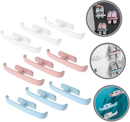 PRETYZOOM 9pcs Wall-mounted Slipper Rack Organizer No-drill Shoe Holder for Bathroom Kitchen and Entryway Stylish Strong Easy to Install Multi-purpose Hanging Storage