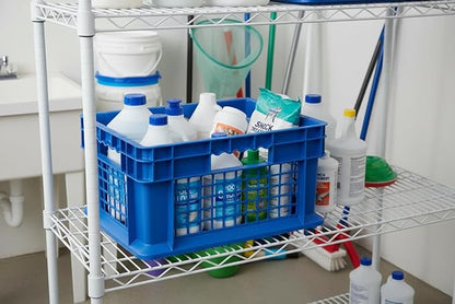 Hudson Exchange 12 x 16 x 8" (12 Pack) Mesh Straight Wall Handled Storage Container Tote, Blue