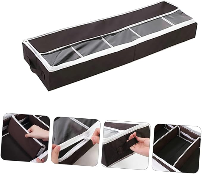 GLEAVI Portable Folding Shoe Storage Bag Non-woven Shoe Organizer Box Capacity Moisture Protection Window for Home Closet