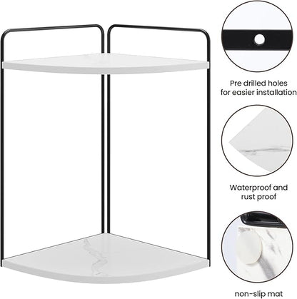 Forest Angle Bathroom Counter Organizer,Countertop Organizer,Vanity Organizers,Bathroom Storage,Bathroom Sink Caddy,Counter Shelf,Corner Counter,Corner Shelves(Black-White Marble)