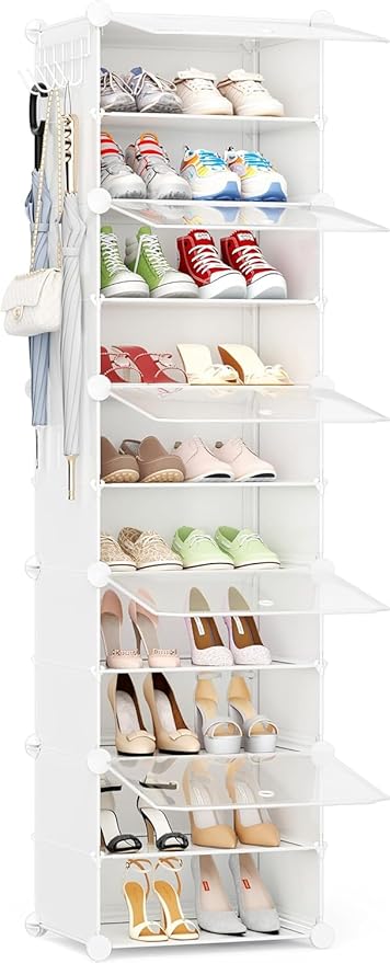 Shoe Storage,10 Tier Shoe Rack Organizer for Closet Shoe Cabinet with Door Shoe Shelves for Closet,Entryway,Hallway,Bedroom