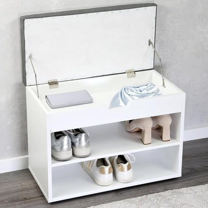 Kesper 15914 13 Shoe Cabinet with Seat Cushion, Made from FSC Certified Chipboard, Dimensions: W 60 x H 47 x D 30 cm