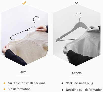 Nature Smile Premium Black Matt Metal Suit Clothes Hanger 10 Pack with a Smooth Beech Wood Pants Bar,Unique Coat Hanger Dress Hanger Shirt Hanger