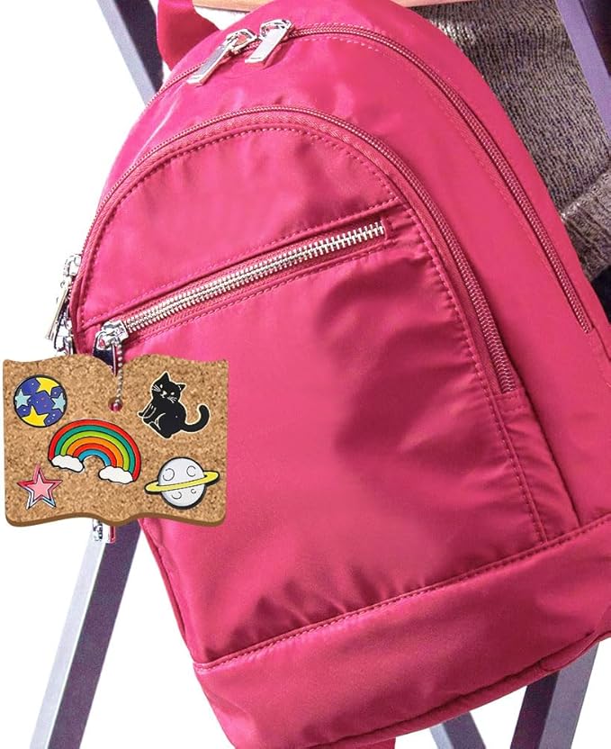 Peacoblue 4Pcs Book Enamel Pin Holder Display Board Collection with Key Chain for Bag Backpack Pen Bag 4.7" x 3.5", Pins Display Frame Organizer Storage to Show Unique Styles for Student, Male, Female