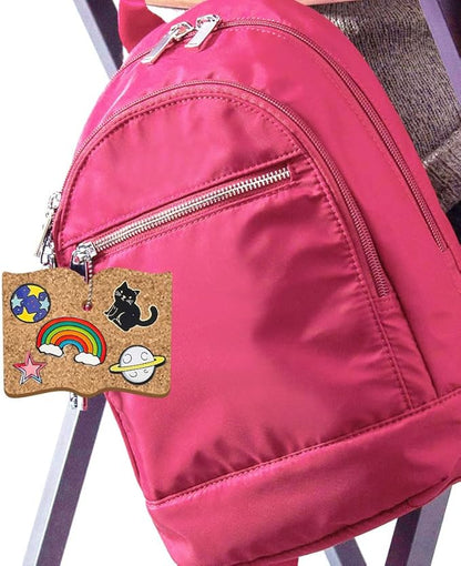 Peacoblue 4Pcs Book Enamel Pin Holder Display Board Collection with Key Chain for Bag Backpack Pen Bag 4.7" x 3.5", Pins Display Frame Organizer Storage to Show Unique Styles for Student, Male, Female