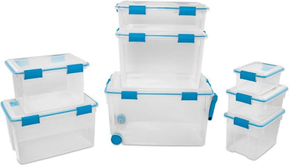 Sterilite 16-Pack Gasket Box, Weather-Resistant Storage Bins with Latching Lids, 37 Quart - Heavy-Duty Organizing Containers for Closet, Bathroom, and Office