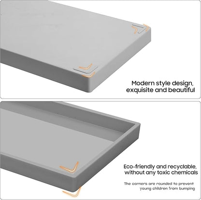 Vanity and Bathroom Tray, 7.7" ABS Countertop Organizer,Waterproof Vanity Tray for Toilet Tank,Perfume,Soap,Keys,Bathroom Accessories,Kitchen and Bath Trays,Non Slip Small Trays,Gray