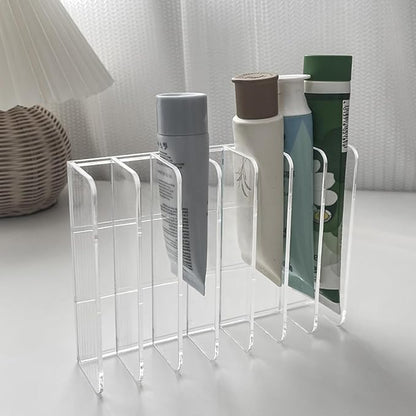 1pc Clear 7 Compartments Duty Multifunctional,Eyeshadow Palette Makeup Organizer Money Storage Rack,Desktop Cash Cosmetic Holder for Bathroom Vanity Countertop,Cosmetic Display Cases,Bags and Cases