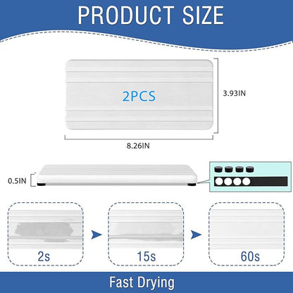 2PCS Water Absorbing Stone Tray,Quick Drying Stone Sink Tray,Water Absorbent Diatomite Coasters for Bathroom Counter and Kitchen Sink, Used for Hand Soap Dish Cosmetic Bottles Toothbrush Holders