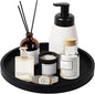 Silicone Bathroom Round Tray Vanity Tray Kitchen Counter Organizer Coffee Table Decor for Candle, Perfume, Jewelry, Trinkets,Hand Soap,Lotion Bottles (9 Inch,Black)