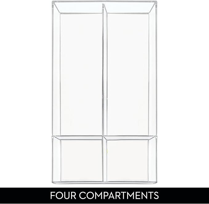 iDesign 4-Section Stackable Makeup Drawer Organizer for Cosmetics and Toiletries - Set of 2 - Clear