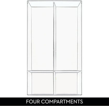 iDesign 4-Section Stackable Makeup Drawer Organizer for Cosmetics and Toiletries - Set of 2 - Clear