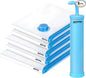 5 Pieces Vaccum Storage Bags With Manual Pump I Airtight and Reusable Space Saver Double Ziplock Compression Bags I Jumbo Size, Large Size, Medium Size