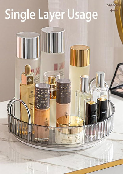 Skincare Organizers 360 Rotating, 3 Tier Round Makeup Organizer Countertop,Holder Rack Large Spinning Cosmetics Display Cases, Perfume Beauty Storage for Vanity, Countertop, Bathroom (Gray)