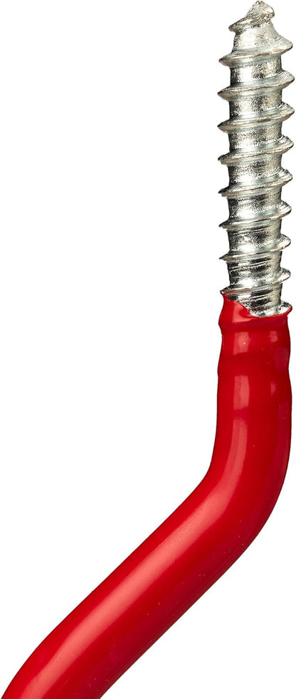 Relaxdays Bike Hooks, Set of 12, Wall & Ceiling Bicycle Suspension, Rubberised, Screw-In Hanger, Storage Rack, Red