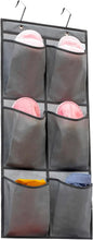 Over The Narrow Door Shoe Organizer Hanging 6 Large Fabric Pockets Back Door Shoe Holder for Closet with 2 Hooks (GREY)
