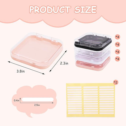 LOGJAM 16 Press On Nail Packaging Boxes, 3 Inch Acrylic Fake Nail Storage Display Case Containers with 72 Adhesive Nail Tapes for Nail Salon Supplies Nail Art