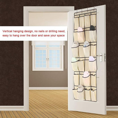 24 Pockets Hanging Shoe Organizer, Over The Door Shoe Organizer Hanging Shoes Storage Bag Door Shoe Rack Organizer for Men Women