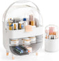 Yieach Makeup Skincare Organizer for Face Care Beauty Product,and Countertop Makeup Organizer with Cover,Make up Brush Holder,Large Capacity Cosmetic Storage Box & Caddy for Bathroom,Dresser,White