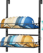 HapiRm Hat Organizer for Baseball Caps - 2 Tier Over the Door & Wall Mounted Hat Rack with 2 Adjustable Metal Basket, Storage Holds up to 20 Caps for Door, Bedroom, Closet (Black)