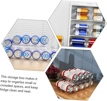 Garneck 1pcs Canned Drinks Storage Rack Soda Can Dispenser Double Organizer Fridge Can Holder Pantry Beer Organizer Auto-rolling Storage