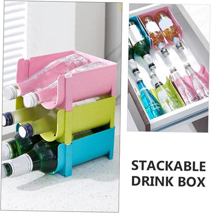DECHOUS 3pcs Stackable Refrigerator Storage Rack Beer Can Storage Box for Kitchen Wine Containers Easy to Clean Beverage Organizer
