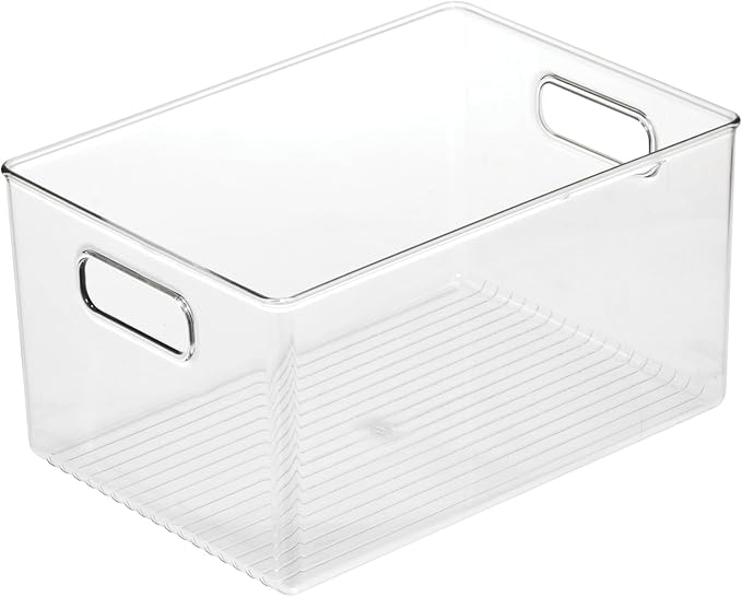 iDesign Pantry Organizer Bins with Handles - Storage Bins for Cabinets or Fridge - Set of 4 - Clear