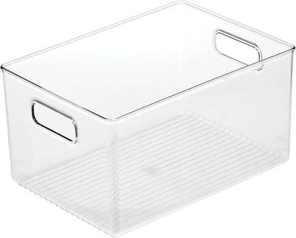 iDesign Pantry Organizer Bins with Handles - Storage Bins for Cabinets or Fridge - Set of 4 - Clear