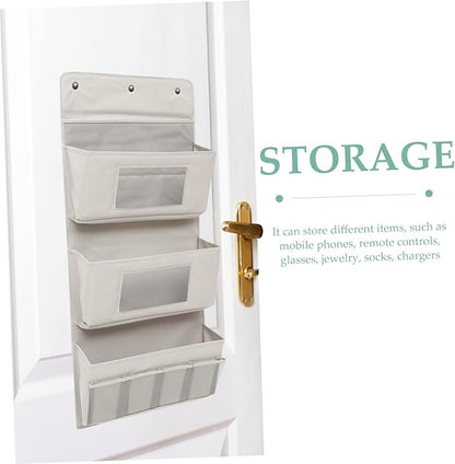 Door Storage Organizer Foldable Hanging Storage Pouch with Hooks Gray 40x90cm for Boys and Girls Room and Dormitory Organization