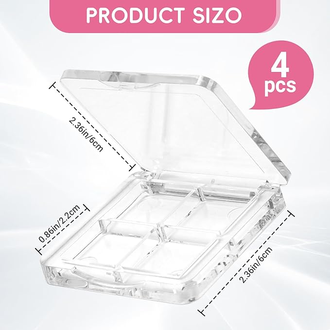 4 Pcs Empty Lipstick Palette,Transparent Eyeshadow Powder Makeup Palette Pigment Tray,Refillable Makeup Container Holder Case for Women Girls Ladies
