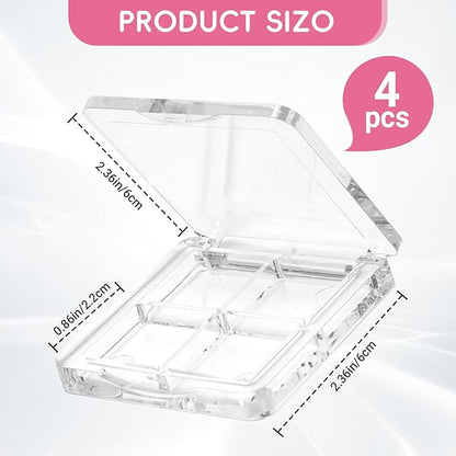 4 Pcs Empty Lipstick Palette,Transparent Eyeshadow Powder Makeup Palette Pigment Tray,Refillable Makeup Container Holder Case for Women Girls Ladies