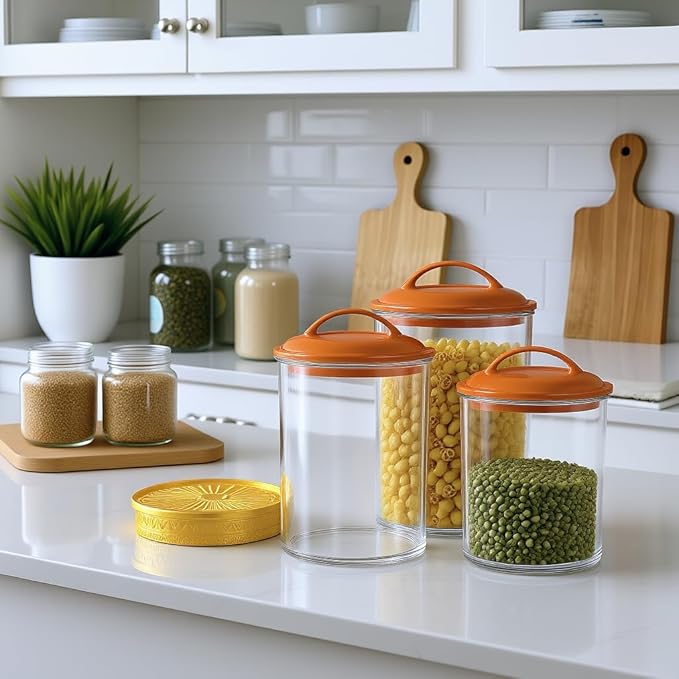 Calypso Basics by Reston Lloyd Acrylic Storage Canisters, Set of 3, Orange