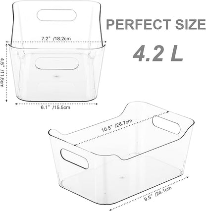 Tiawudi 12 Pack Plastic Storage Bins, Multi-Use Organizer Bins, Pantry Organizer, Clear Storage Containers for Home, Kitchen, Office, Cabinet, Shelf and Fridge Organization