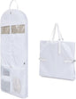 Easyo Garment Bags for Travel,60" Heavy Duty Suit Dress Garment Bag with 2 Clear Windows 3 Zipper Pockets,Dress Bags with Shoe Storage for Long Coat, Jacket, Sweater, Shirts, Suits - White
