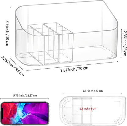 Clear Makeup Tray Holder Organizer Cosmetic Display Case, Small Makeup Organizer for Vanity Bathroom Counter Countertop Tabletop Desktop Vanity Drawers (Clear)