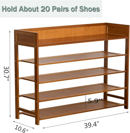 latifolia Bamboo Shoe Rack, 5-Tier Shoe Rack Organizer for Entryway, Living Room(Brown, 39.40''L)