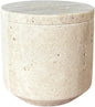 Natural Marble Hole Stone Cosmetic Cotton Swab Sundry Small Tank Storage Box Jar with Lid (Yellow Travertine)