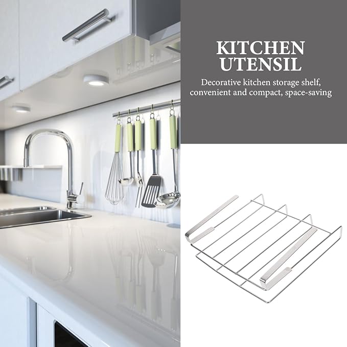 Housoutil Hanging Cutting Board Stand, Stainless Steel Chopping Board Rack, Organizer Stand Holder Cabinet Shelf Organizer Draining Rack Kitchen Storage Holder