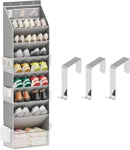 Over The Door Shoe Storage Bag – Foldable Hanging Organizer, Large Pocket | Multi Compartment Closet Holder, Space Saving Container for 16 24 Pairs Shoes Bags Accessories Entryway