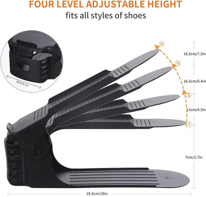 Antigo Shoe Slot Organizer 20Pack - Adjustable Shoe Stacker for Closet Storage, Space Savers 50%, Double Layer Stackable Shoe Holder Rack for Sneakers Heels and Flat(Black)