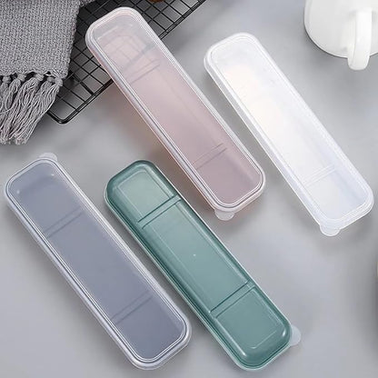 4 Pack Travel Utensil Holder Carrying Case with Slot Stand Storage Box Organizer for Outdoor Reusable Tableware Kit Portable Flatware Cutlery Set Camping Knife Fork Spoon Chopsticks Utensils