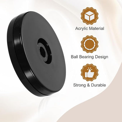 uxcell 2Pack Acrylic Lazy Susan Turntable, 2.5" Spinner Lazy Susan Turntable Organizer, Acrylic Ball Bearing Rotating Tray for Pantry Spice Rack Decorating, Black