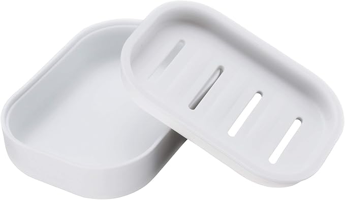 Plastic Soap Dish, Container, Keeps Soap Dry,Easy Cleaning,Drain,White