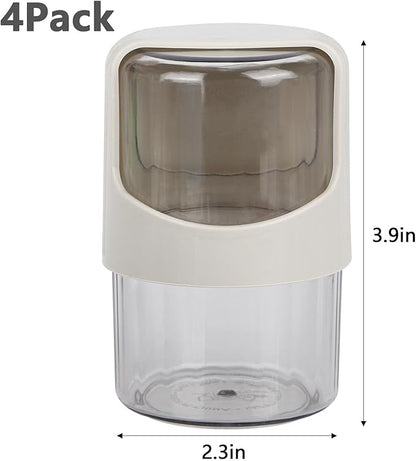 Tbestmax 4 Pack Rotating Qtip Holder Dispenser for Cotton Swabs, Makeup & Hair Accessories, Vanity Organizer with Canisters for Floss Picks, Cotton Balls, Bathroom Essentials Accessories Decor, Grey