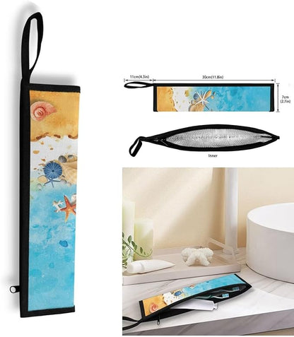 COEQINE Beach Starfish Utensil Holder For Kitchen Counter Silverware Bag Portable Leak-proof Lightweight Washable Soft Fabric Fork Spoon Knife Organizer With Handles