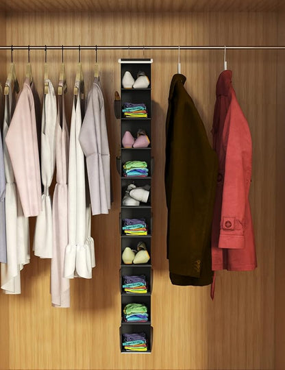 Libeder 10-Shelf Hanging Closet Organizer with 6 Mesh Side Pockets