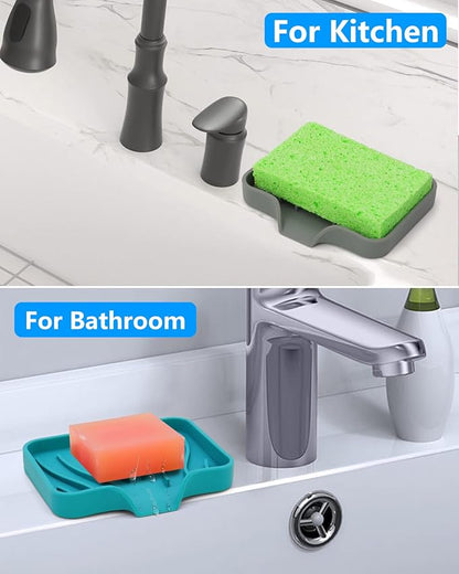 AIMAIAIMAI 3-Pack Silicone Soap Dish Set – Bar Soap Holder with Self-Draining Design, Easy-Clean Tray for Shower, Bathroom, Kitchen, and Tub
