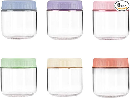 Overnight Oats Containers with Lids, 10oz Wide Mouth Mason Jars with Lids, 6 Pack Glass Jars with Airtight lid for Chia Pudding Yogurt Salad, Meal Prer Oatmeal Jars